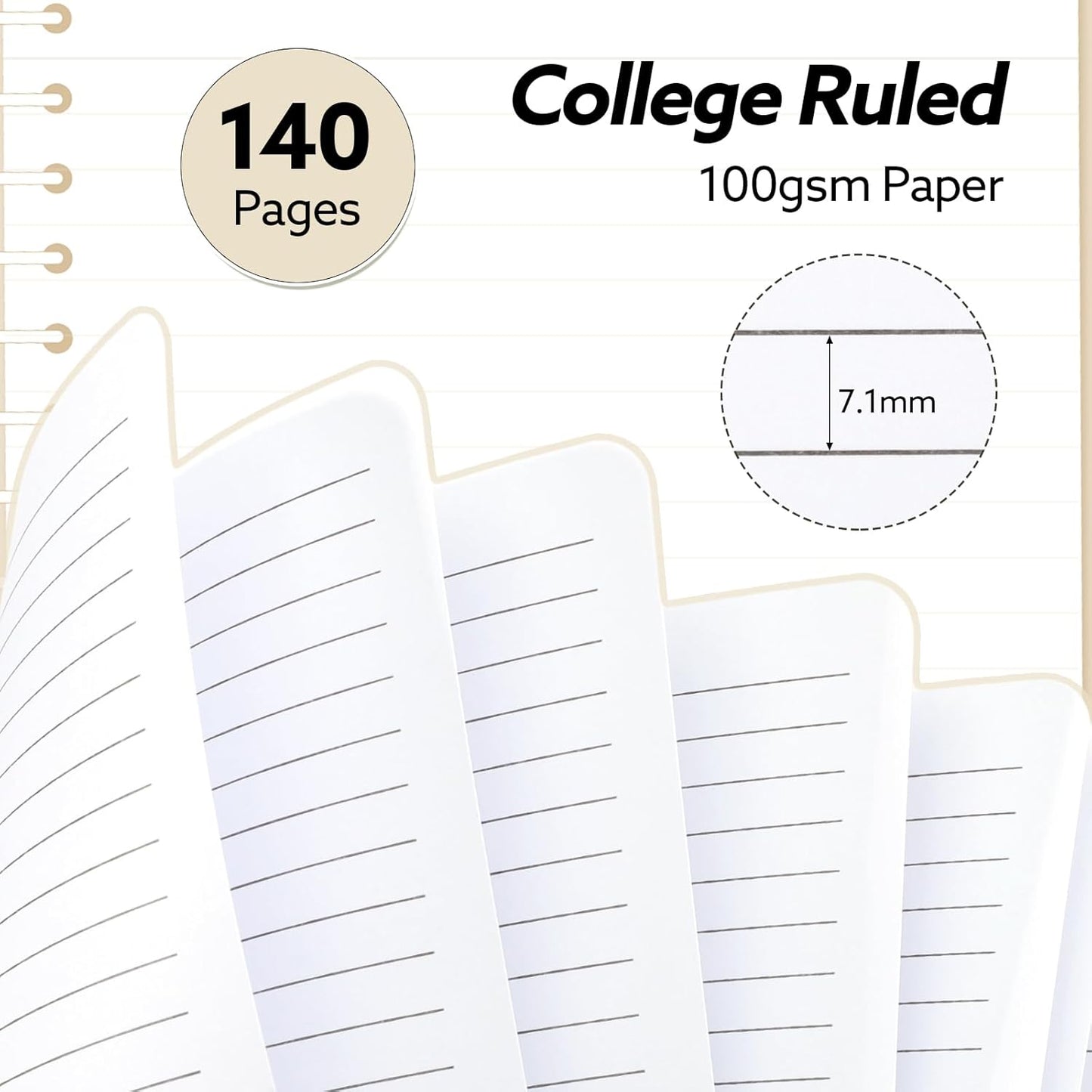 3 Pcs Spiral Notebook 5.9x8.3, 140 Pages Small Notebook for Women A5 College Ruled Journals Cute Notebooks with Large Pockets and Index Stickers for Home School Office Use（Green, Beige, Orange）