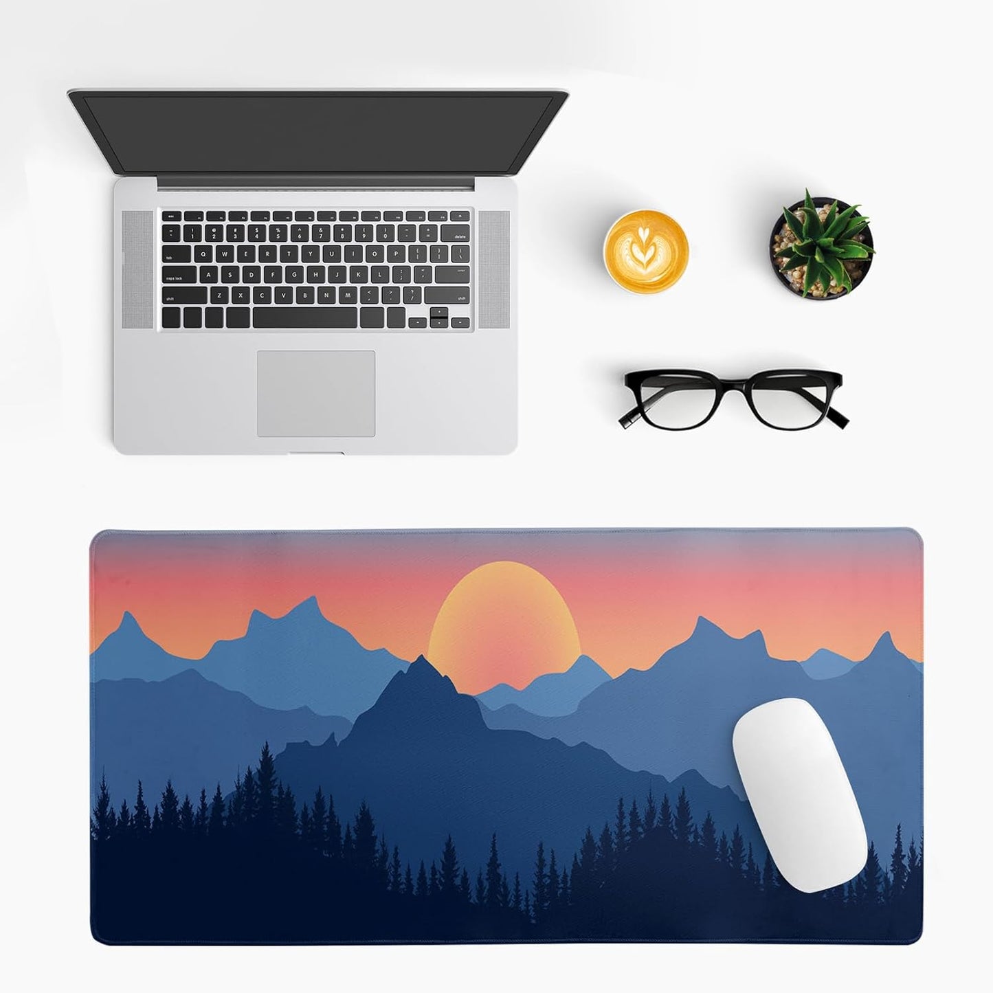 Japanese Mountain Landscape Gaming Mouse Pad Extended Large Mousepad with Nonslip Rubber Base Stitched Edges Laptop Computer Keyboard Desk Mat for Office Home and Game
