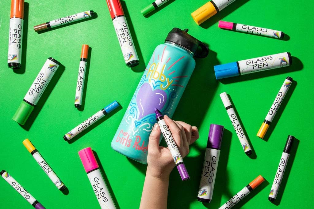 Glass Pen Window Marker: Liquid Chalk Pens for Glass, Whiteboard Markers with Washable Paint - Graduation, Car Windows, Mirror Pen, Storefront, Wedding, Parade, Party & Holiday (Black, Fine Tip)