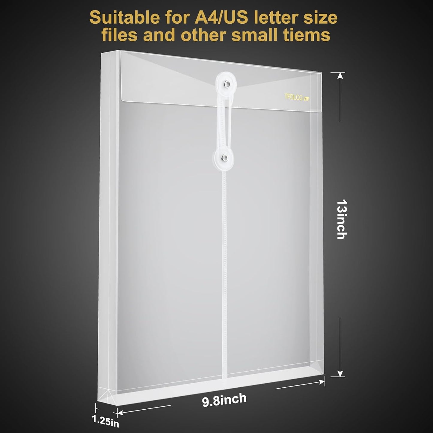 6 Pack Clear Folders for Documents Plastic Envelopes with String Closure,A4 Letter Size,TFDLCG zm Poly Reusable File Folder with1-1/4 Expansion,Document Organizer for Home,Office and Classroom