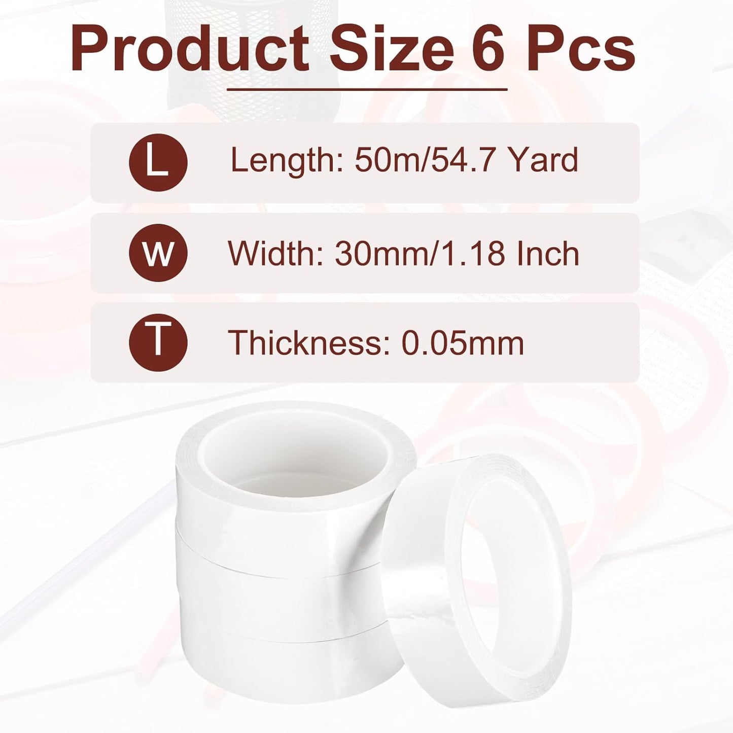 MECCANIXITY 6 Rolls Whiteboard Tape Graphic Chart Tape 30mm 54.7 Yard Art Tape Thin Self-Adhesive Pinstripe Tape Masking Tape for Gift Wrapping Craft Supplies, White