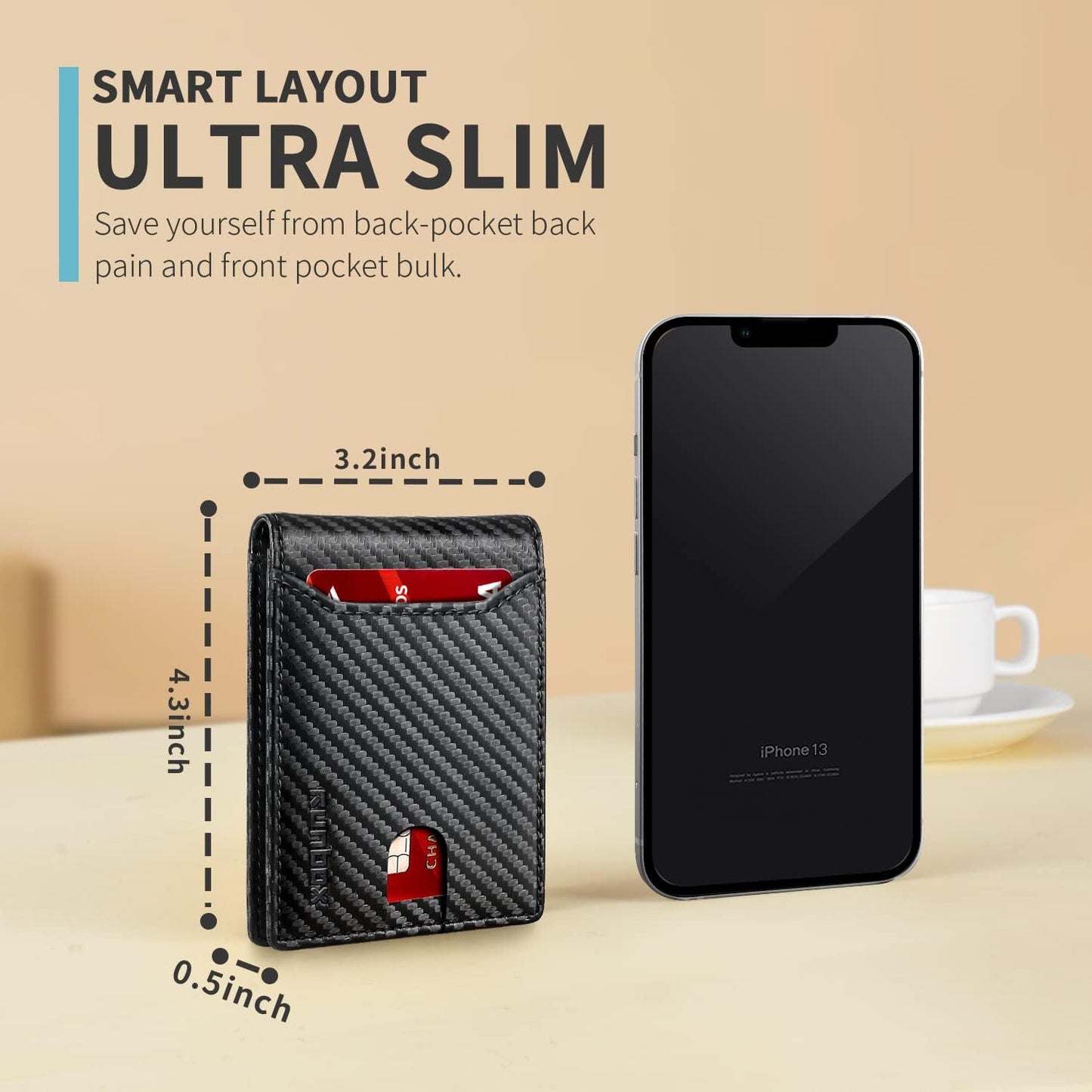 RUNBOX Novelty Wallet for Men Slim 11 Credit Card Holder Slots Leather RFID Blocking Small Thin Men's Wallet Bifold Minimalist Front Pocket Large Capacity Gift Box