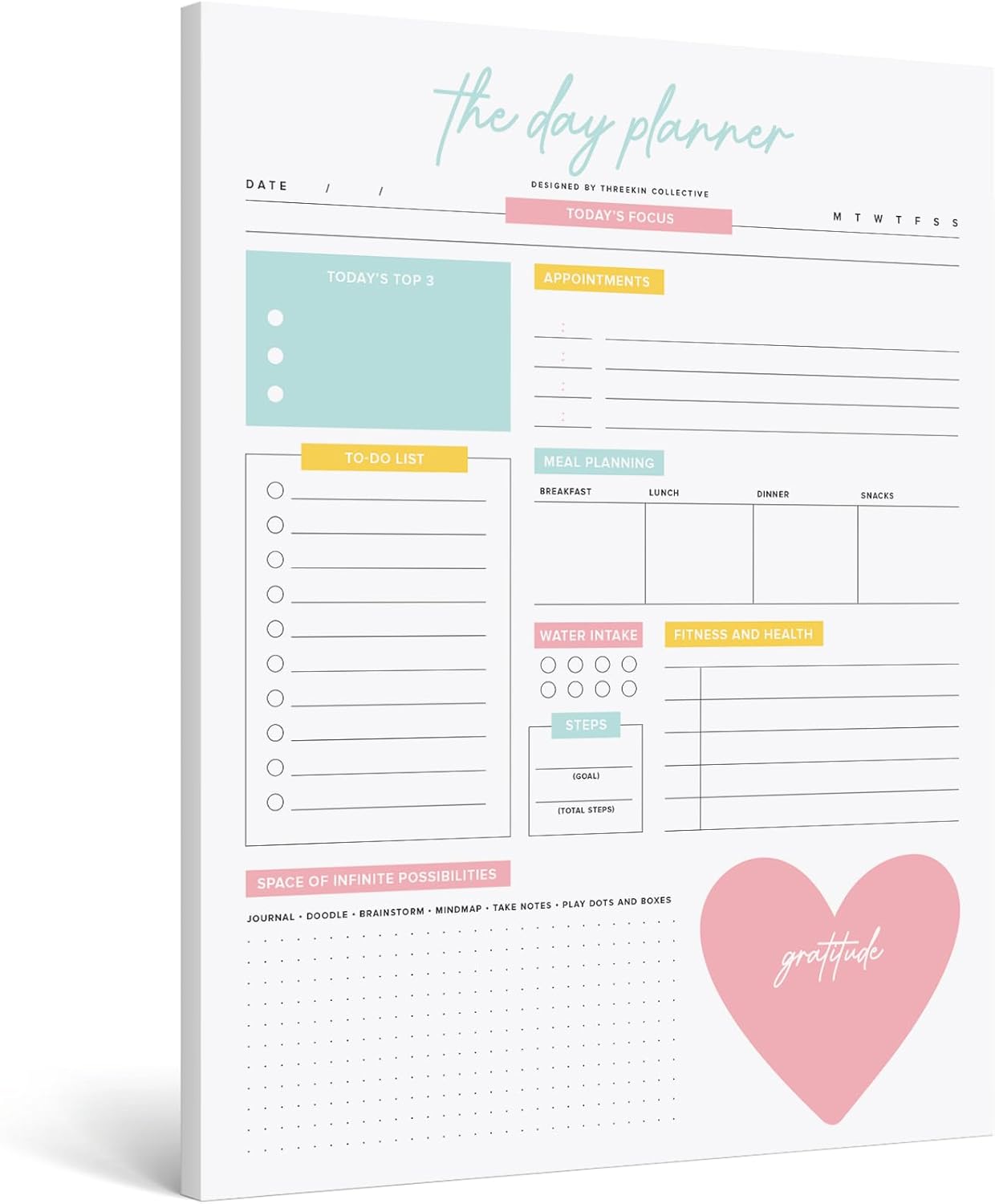 The Day Planner - 8.5 x 11 Daily Planner Pad | Motivational Planner for Women | Time Management and Productivity Tool | Women-Owned USA Business