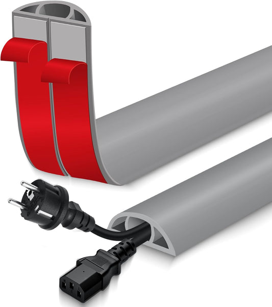 Floor Cord Cover for Wires on Floor Self Adhesive Cord Hider Floor Cable Management Wire Covers for Cords Protector Prevent Cable Trips Cord Cavity W 0.47" x H 0.27", Gray, 20Ft