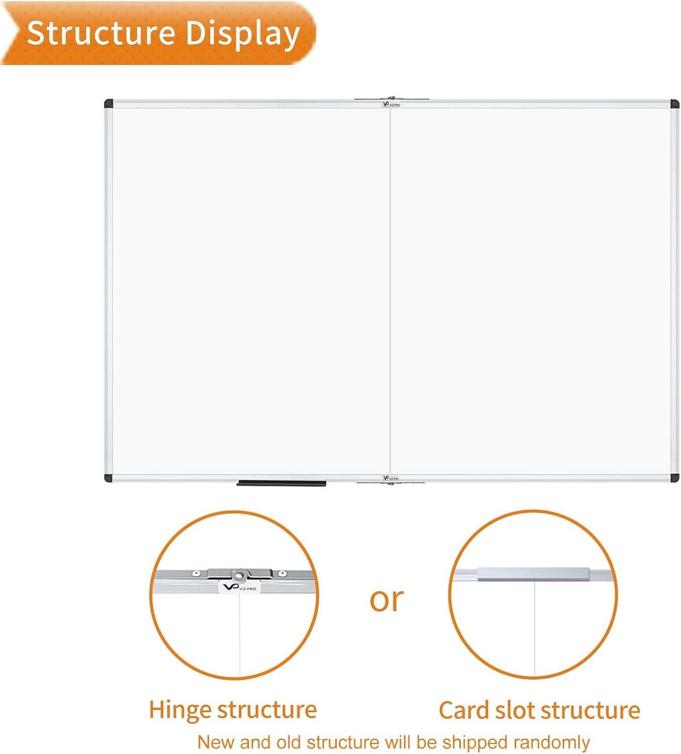 VIZ-PRO Magnetic Dry Erase Board, 72 X 48 Inches, Foldable Wall-Mounted Whiteboard with Silver Aluminum Frame & Marker Tray for School Office and Home 6' X 4'