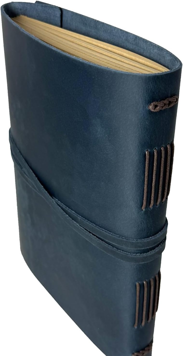 Large Notebook Journal - Genuine Leather Journals for Writing A4 Size Diary 8x10 Inch, Notepad For Women and Man, Gifts,Work,Travel Dark Blue