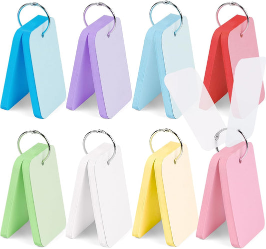 Koogel 400PCS Colored Index Cards, 2.2 x 3.5 Inch, Small Index Cards Bulk with Ring, Easy Flip Portable Notecard Blank On Both Sides Flashcard for Studying School Classroom College Supplies, 8 Colors