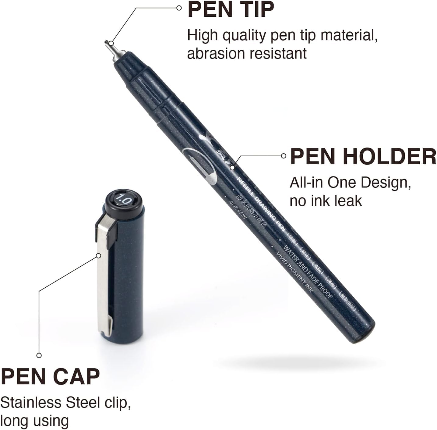 Micro Fineliner Drawing Art Pens Calligraphy Pens for Artist Drawing Supplies, 16 Set Waterproof Black Ink Pens for Sketching,Technical Drawing