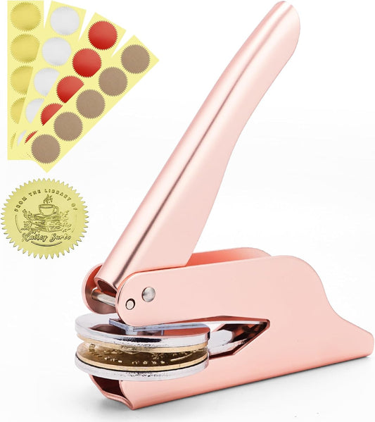 Book Embosser Personalized | Embosser Stamp Custom | Ex Libris | Book Stamp Personalized | from The Library of | Floral Book Press | Library Stamp Personalized (Rose Gold)