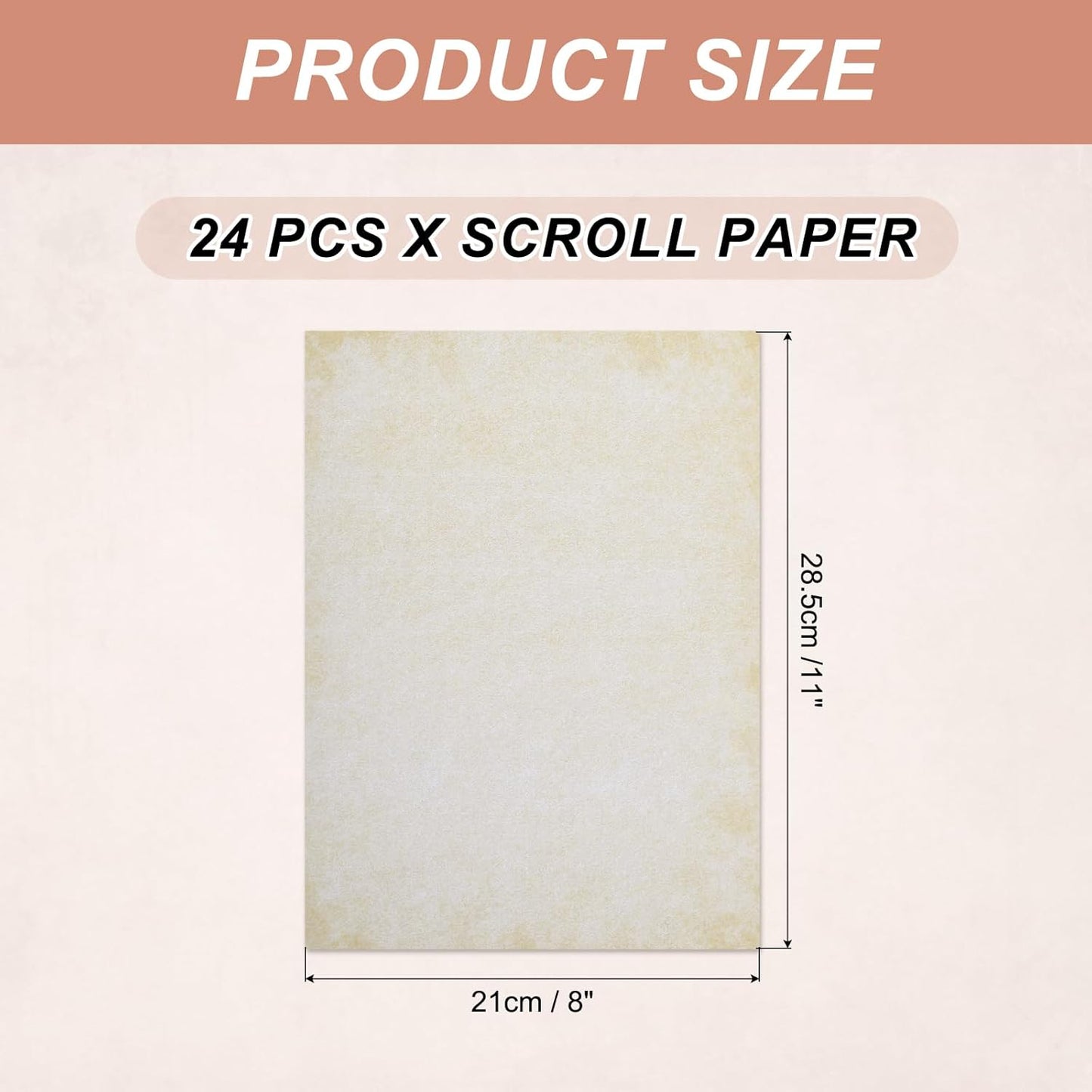 MECCANIXITY 24 Sheets Vintage Cotton Paper Printer Edge Paper Thick 120 GSM, Classic for Letter Writing, Invitations, Wedding-8 x 11 Inch,Light Yellow