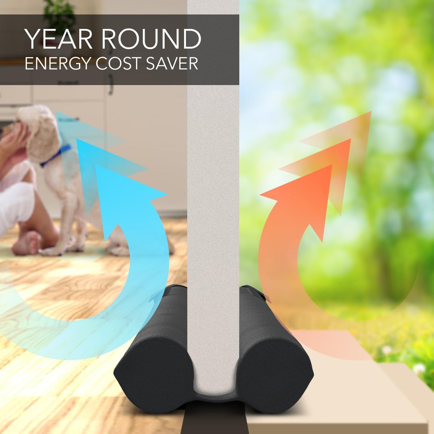 Everlasting Comfort Door Draft Stopper for Bottom of Door - Quick Install, Soundproofing, 2" Thick Foam Door Sweep for bottom of door, Blocks Cold Air & Noise, Fits 30"-36" W, Under Door Draft Stopper