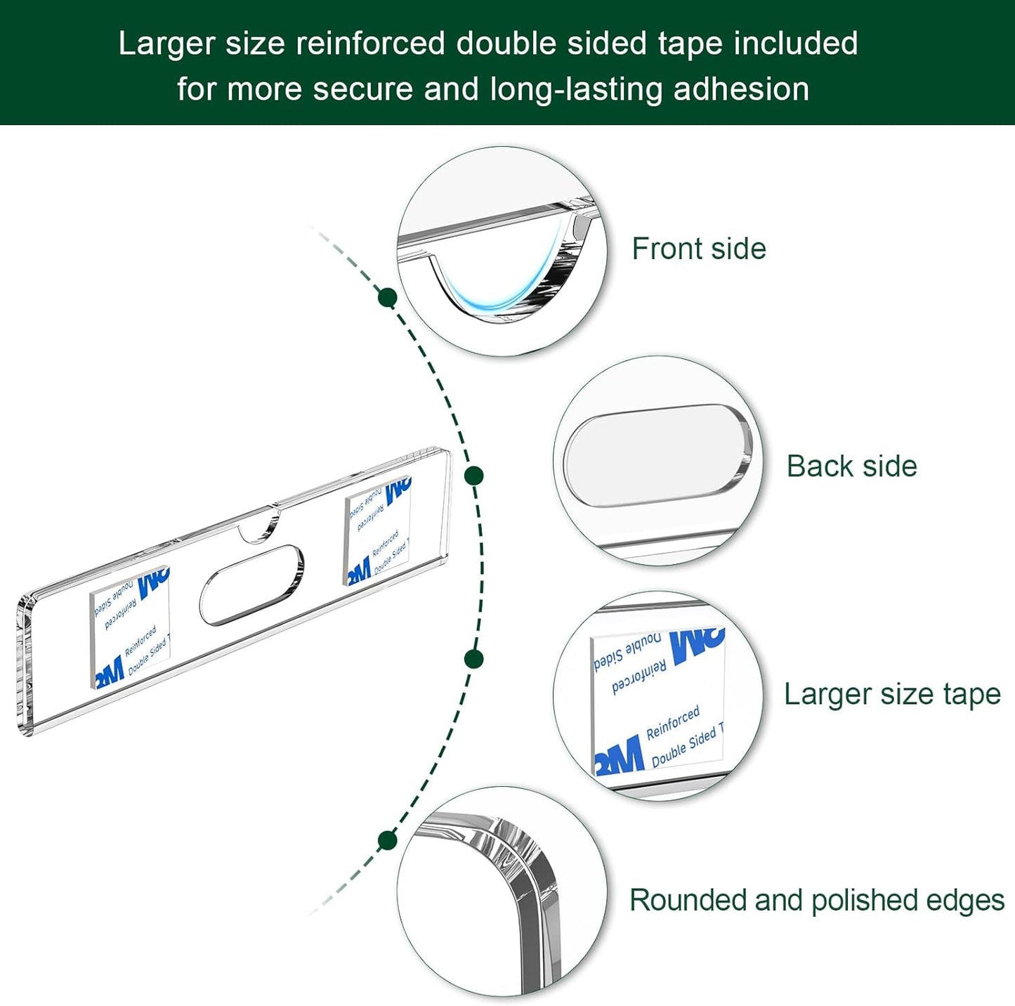 Nameplate for Doors with Adhesive Tapes - 100 Pack 2x8 Inch Clear Acrylic Office Door Name Plate Classroom Wall Name Plate Holder Horizontal Nameplate Holder Plastic Sign Frame