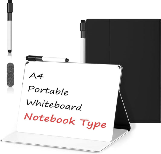 Mini Whiteboard 12"x9" Small White Board Dry Erase, Erasable Notebook Foldable Desk Whiteboard Holder Dry Erase Board, Office, Home, Travel, School, Portable