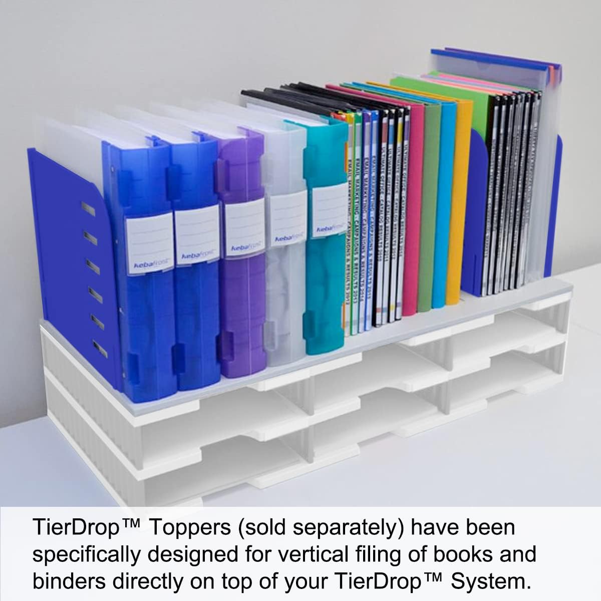 Ultimate Office TierDrop High Capacity Storage Rack, Steel, Gray W/Blue, 9 Compartments, 28.5in x 11.5in x 13in