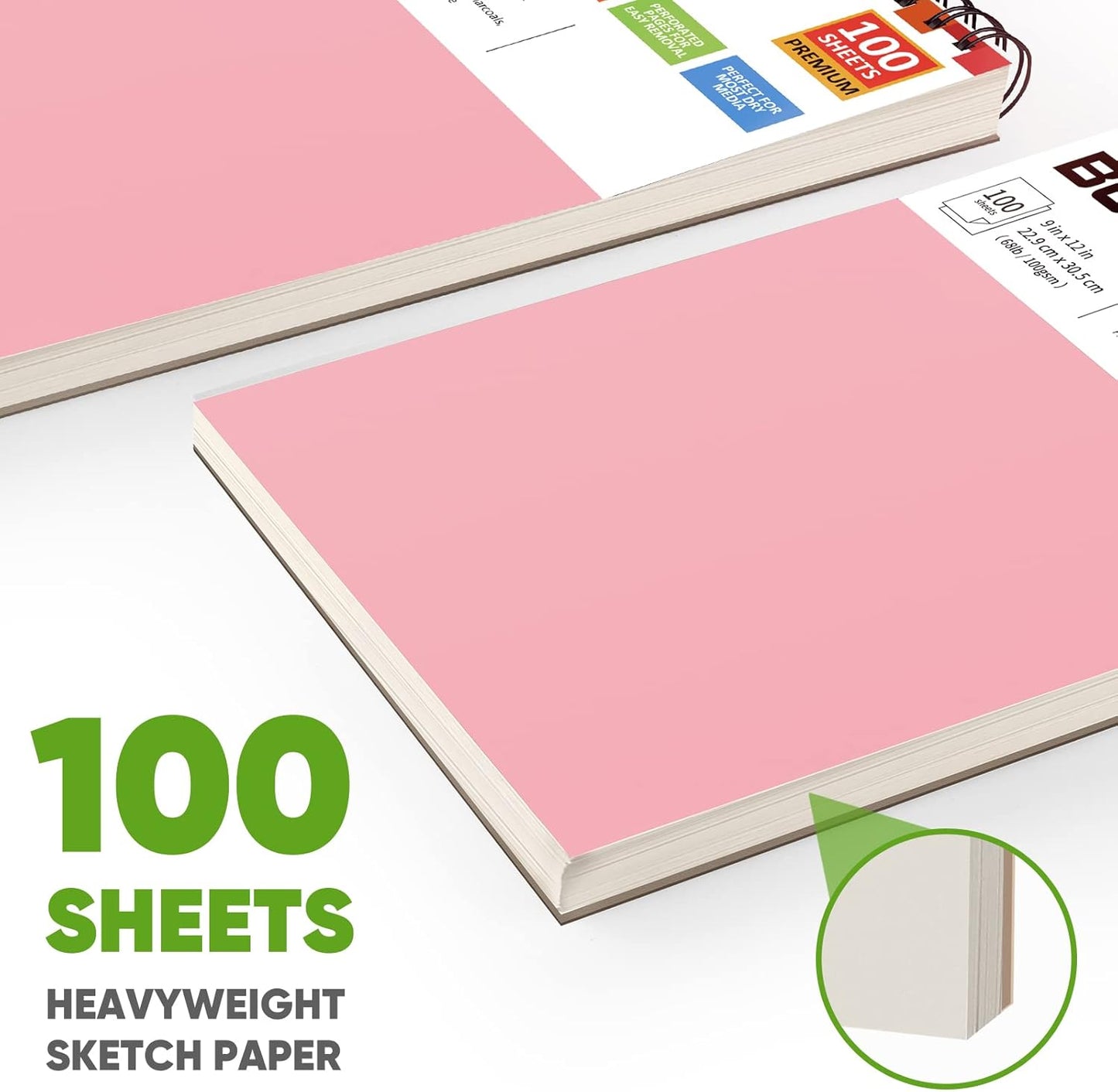 Soucolor Art Supply Set - Sketching & Drawing Kit, 9" x 12" Sketch Book, 2-Pack 100 Sheets Spiral Bound Art Sketchbook, Acid Free