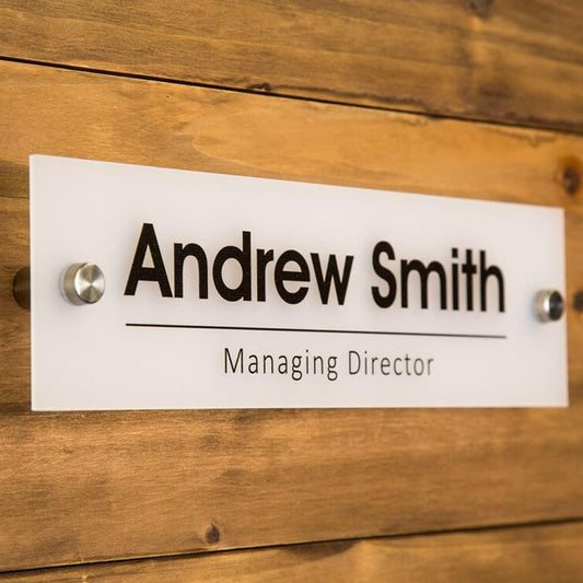Personalized Office Door Sign, Custom Acrylic Name Plate with Name and Job Title, Professional Wall Mounted Plaque for Business, Desk, Meeting Room, Manager, Director, Reception or Office Decoration