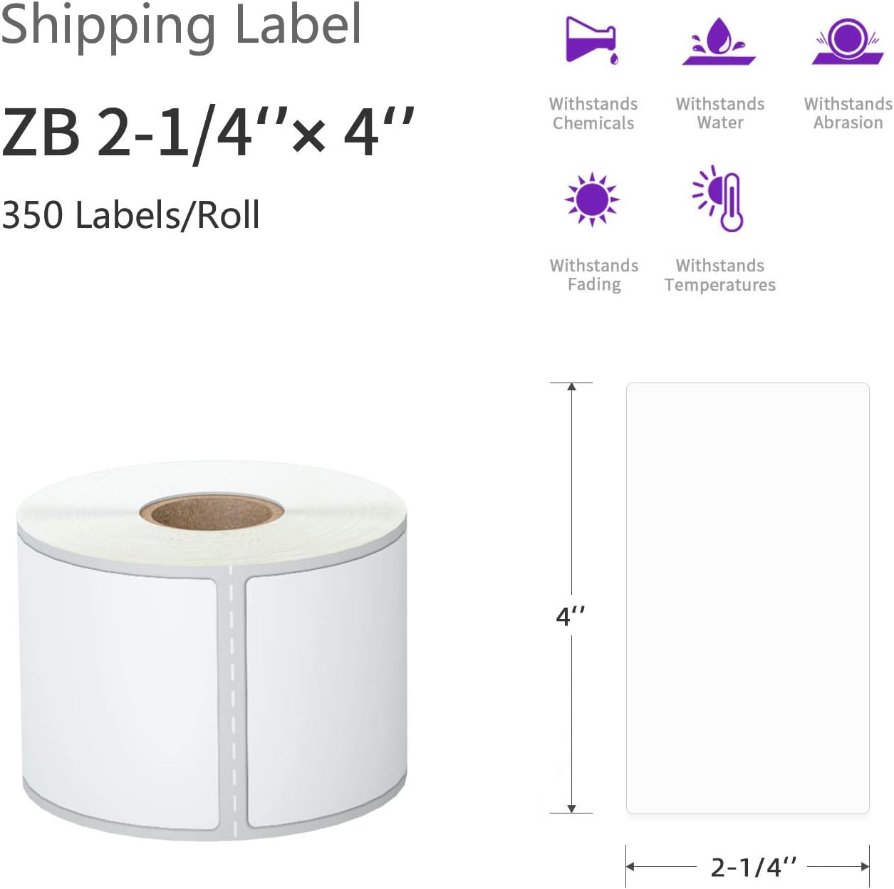 AveneMark 12 Rolls Direct Thermal Label 2.25" x 4" Shipping Labels for Mailing, Postage, Address, Perforated & Compatible with Zebra Desktop Printers & Rollo Desktop Label Printer (350 Labels/Roll)