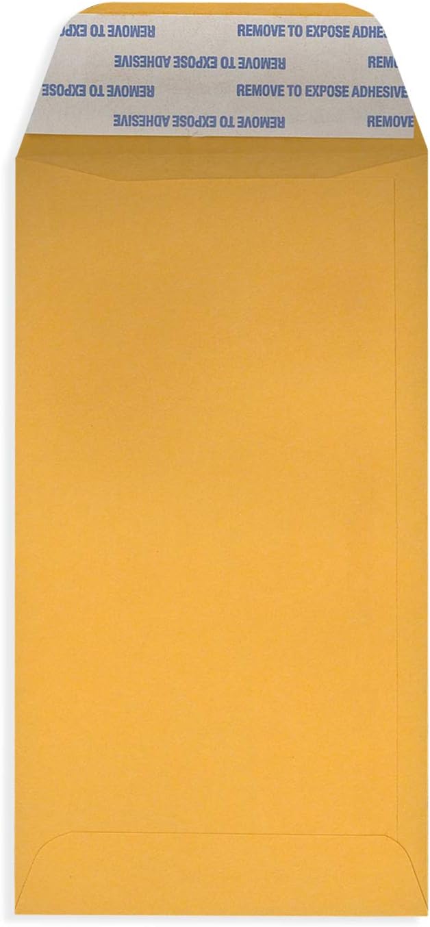 NextDayLabels #7 Coin Envelopes - 100-Pack Brown Kraft Peel & Seal Money Envelopes for Cash, Coins, Jewelry, or Small Parts for Home, Office, or Business Use - Made in USA