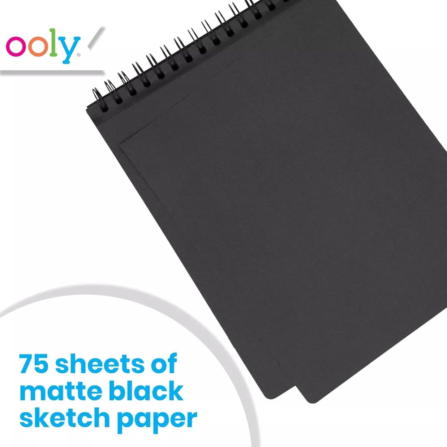 OOLY DIY Cover Small Sketchbook, 5 x 7.5 Inches, Black Paper Sketchbook, Drawing Book for Kids, Adults and Artists, Great Drawing Pad for Gel Pens, White Pencils, Back to School Supplies