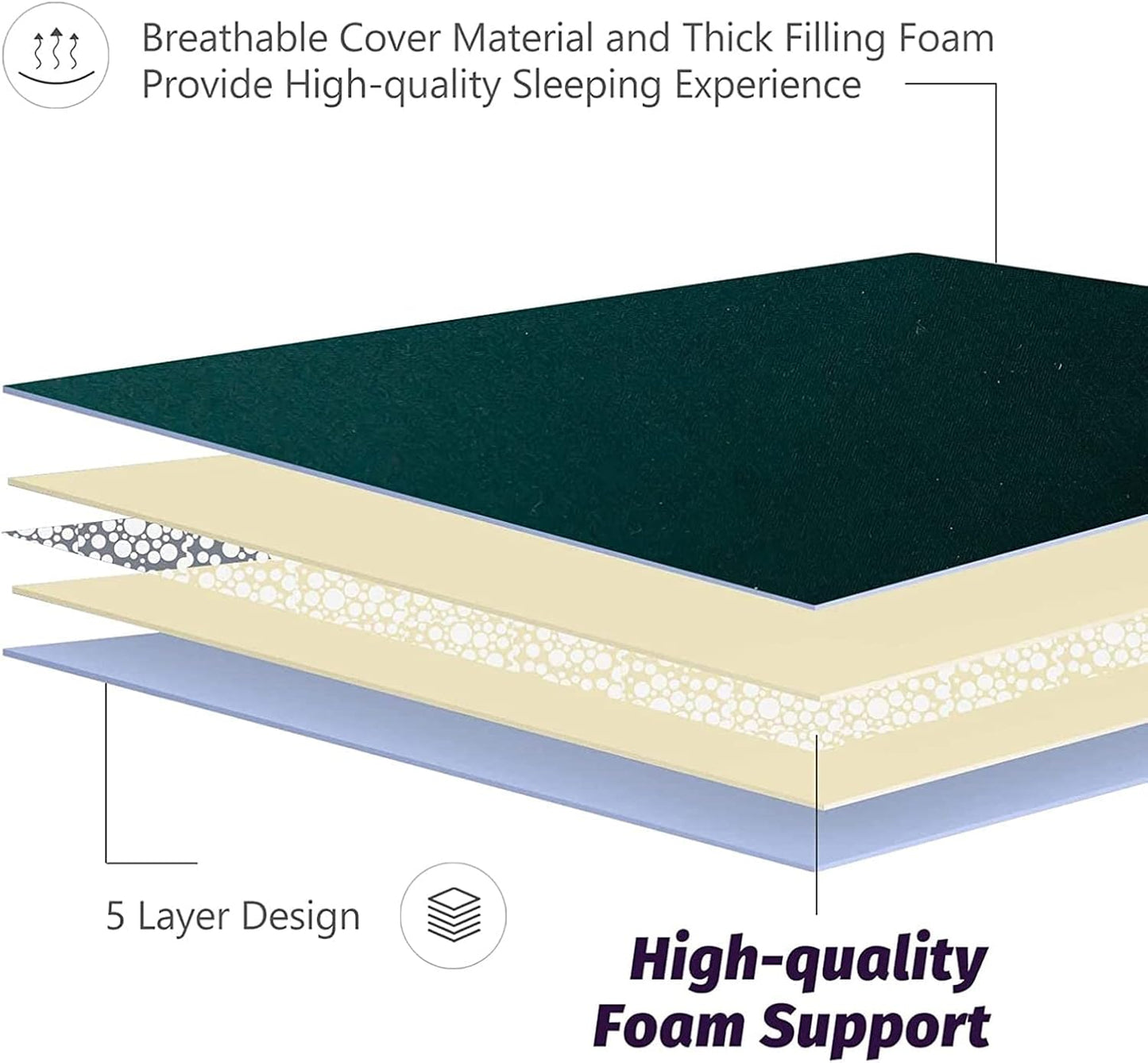 MAXYOYO Japanese Floor Mattress Futon Mattress, Thicken Sleeping Pad Foldable Roll Up Floor Futon for Adults Tatami Mat Dormitory Bed Lounger, Dark Green, Twin Size