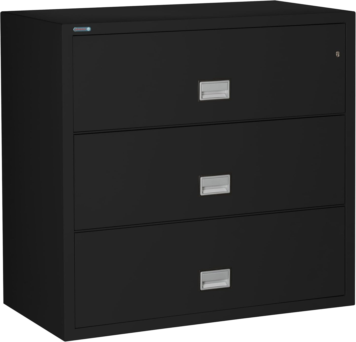44 inch Wide 3-Drawer Lateral Fireproof File Cabinet – Legal and Letter Size Filing – Key Lock – Water Resistant – Fire Safe and Impact Rated – Black Finish – Model LAT3W44B