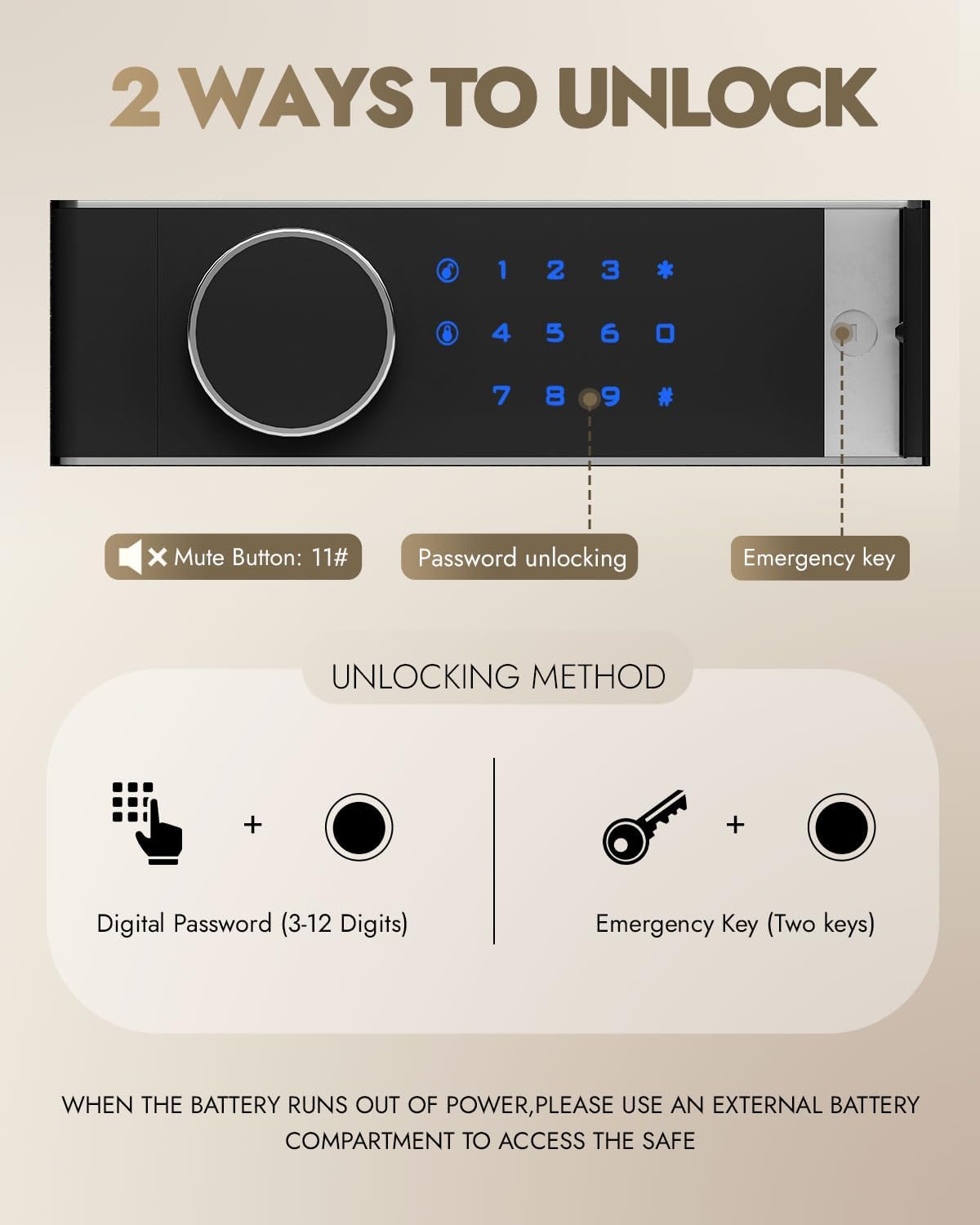 8.6 Cuft Heavy Duty Dual Door Safe Box with Hidden Lock Box Fireproof Waterproof Bag,Removable Shelves,Silent,Fireproof safe for Home, Office, Hotel (8.6 Cuft Double Door Safe)