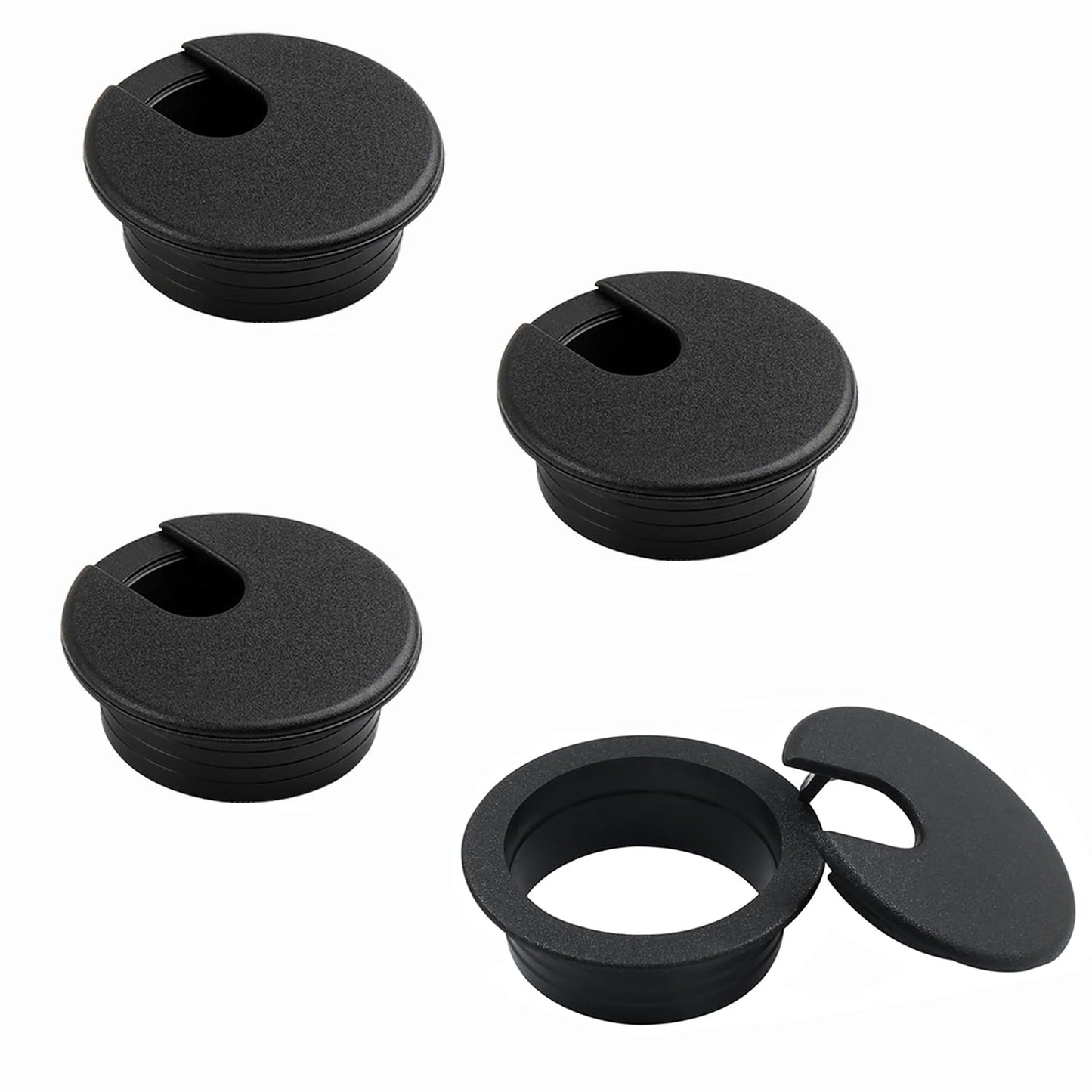Desk Grommet 2 Inch 4 Pack Sturdy ABS Plastic Desk Hole Cover for Cables Detachable Desk Hole Grommet for Organizing Home & Office Table Cables - Black