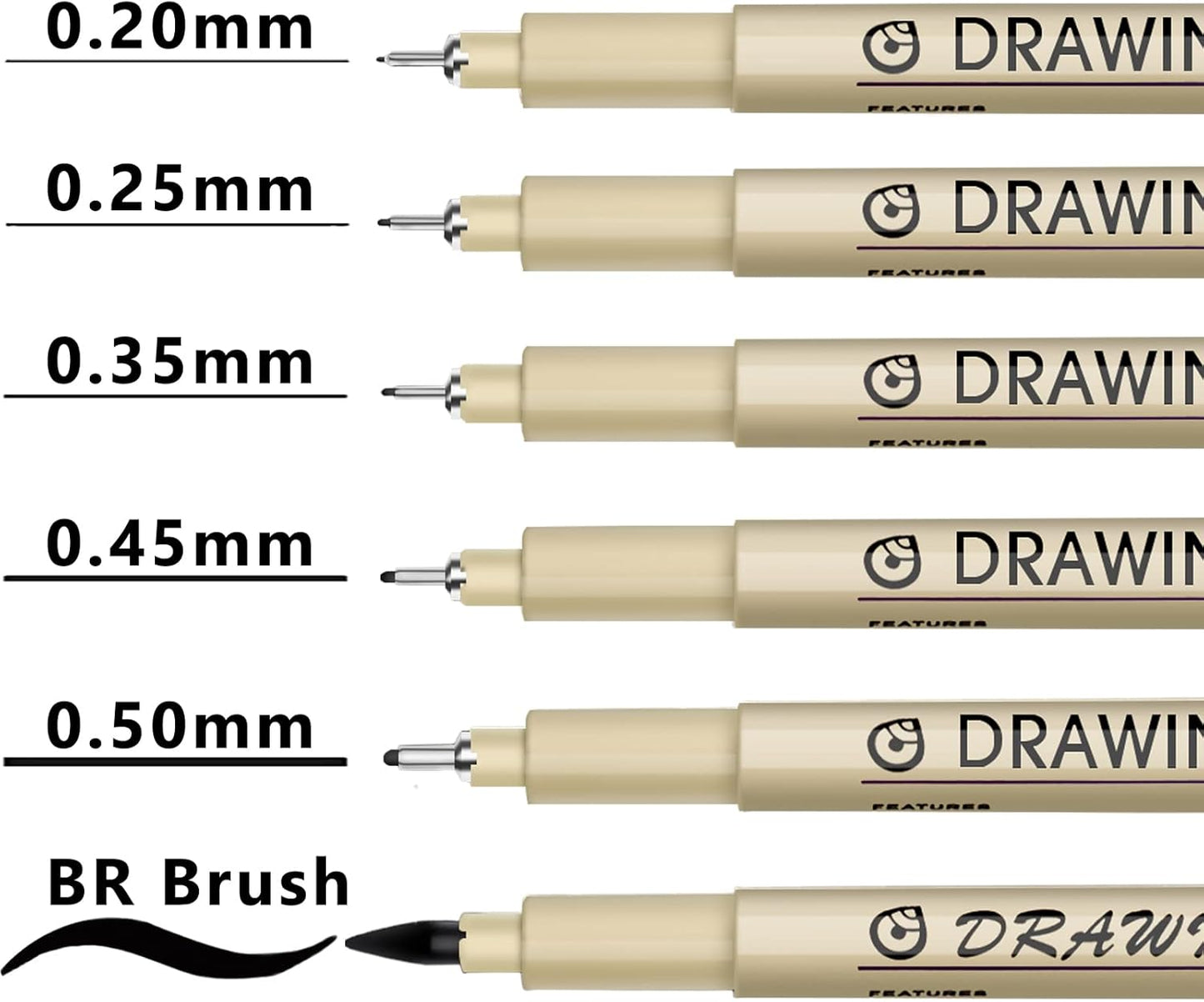 Muchcute Micro Fineliner Drawing Art Pens: 6 Black Fine Line Waterproof Ink Set Artist Supplies Archival Inking Markers Pigment Liner Journaling Sketch Outline Manga Anime Gifts Sketching Watercolor