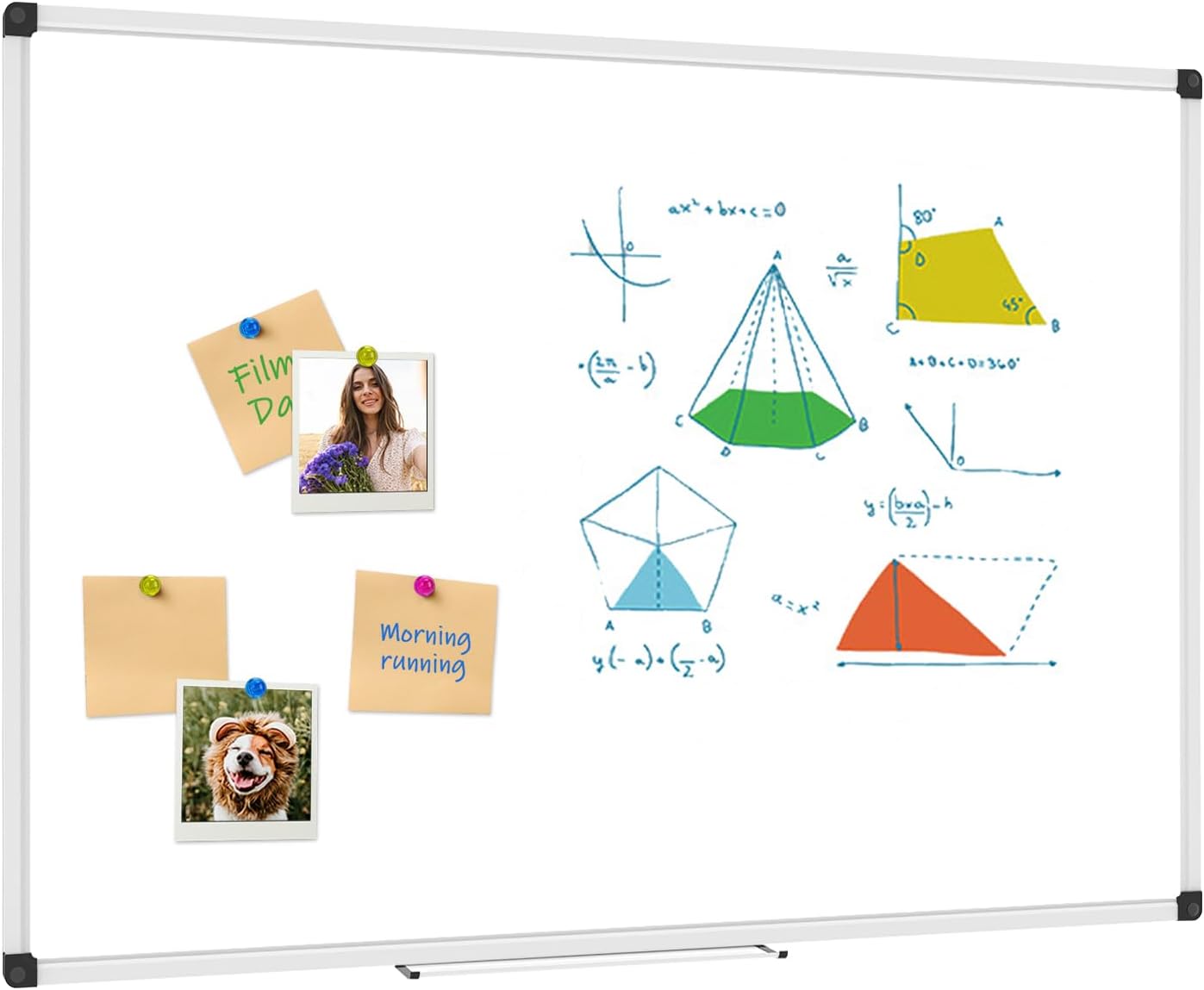 XBoard Large Magnetic Whiteboard 60 x 40 Inch, Dry Erase Board for Wall with Marker Tray | Aluminum Frame Message Presentation Board for Office School Homeschool