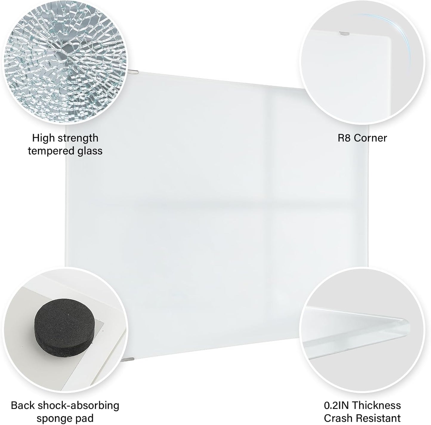 Wall-Mounted Magnetic Tempered Glass White Board Frameless Dry Erase Board Wall Mounted Ideal for Office Classroom School Kitchen and Home，Durable Whiteboard Frameless (36''x24'')