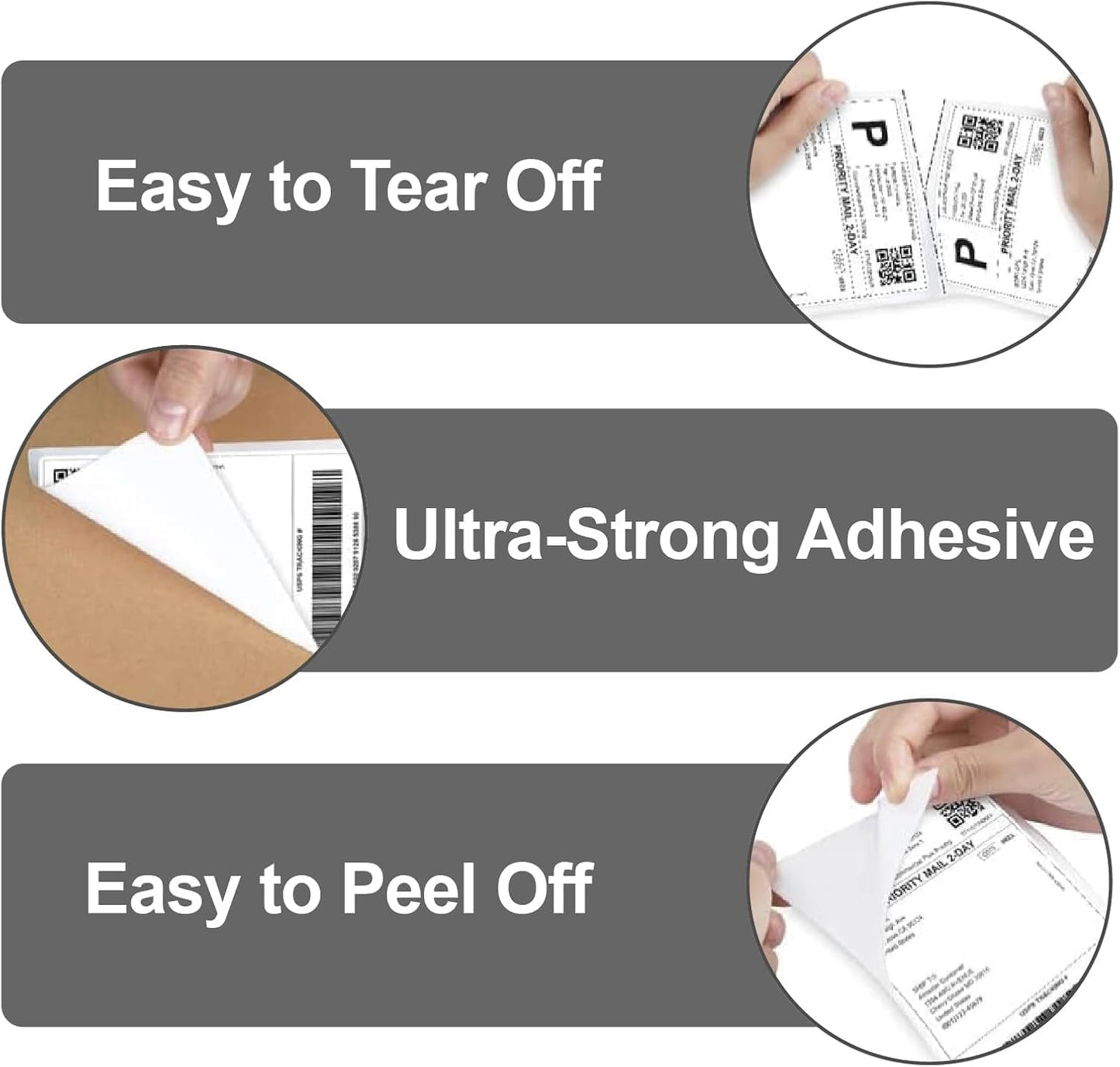 HUOJI 4x6 Direct Thermal Shipping Labels, 4 Rolls 2000 Labels, Compatible with Rollo, Zebra, MUNBYN Printers, Commercial Grade