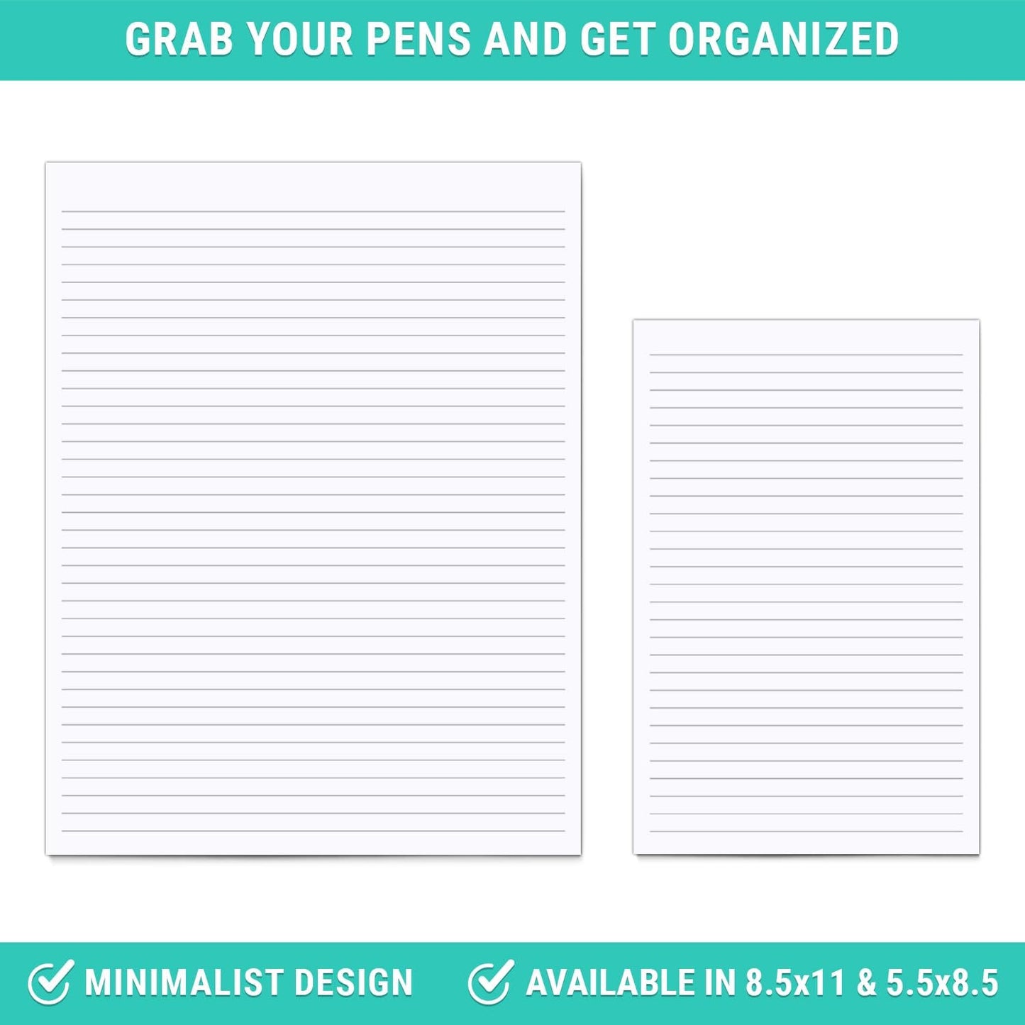 321Done Ruled Notepad - 50 Sheets (5.5" x 8.5") - Luxury Planning Note Pad with Lines - Thick Premium Paper - Made in USA - Plain White