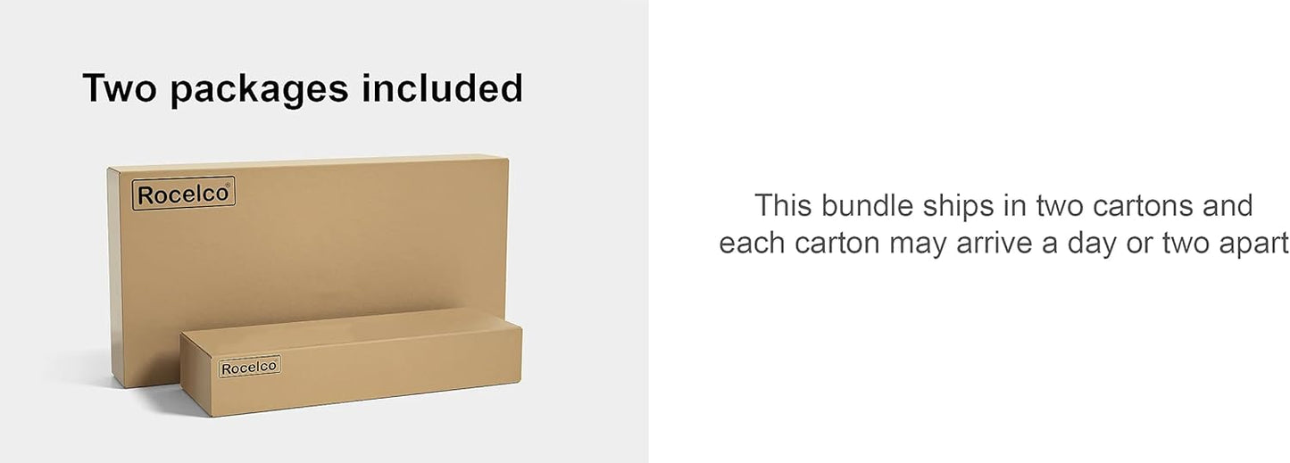 Rocelco 46" Standing Desk Converter with AC USB Charger and Triple Monitor Mount Arm - Height Adjustable Sit Stand Up Three Screen Riser Workstation - Keyboard Tray - Black (R DADRB-46-ACUSB-DM3)