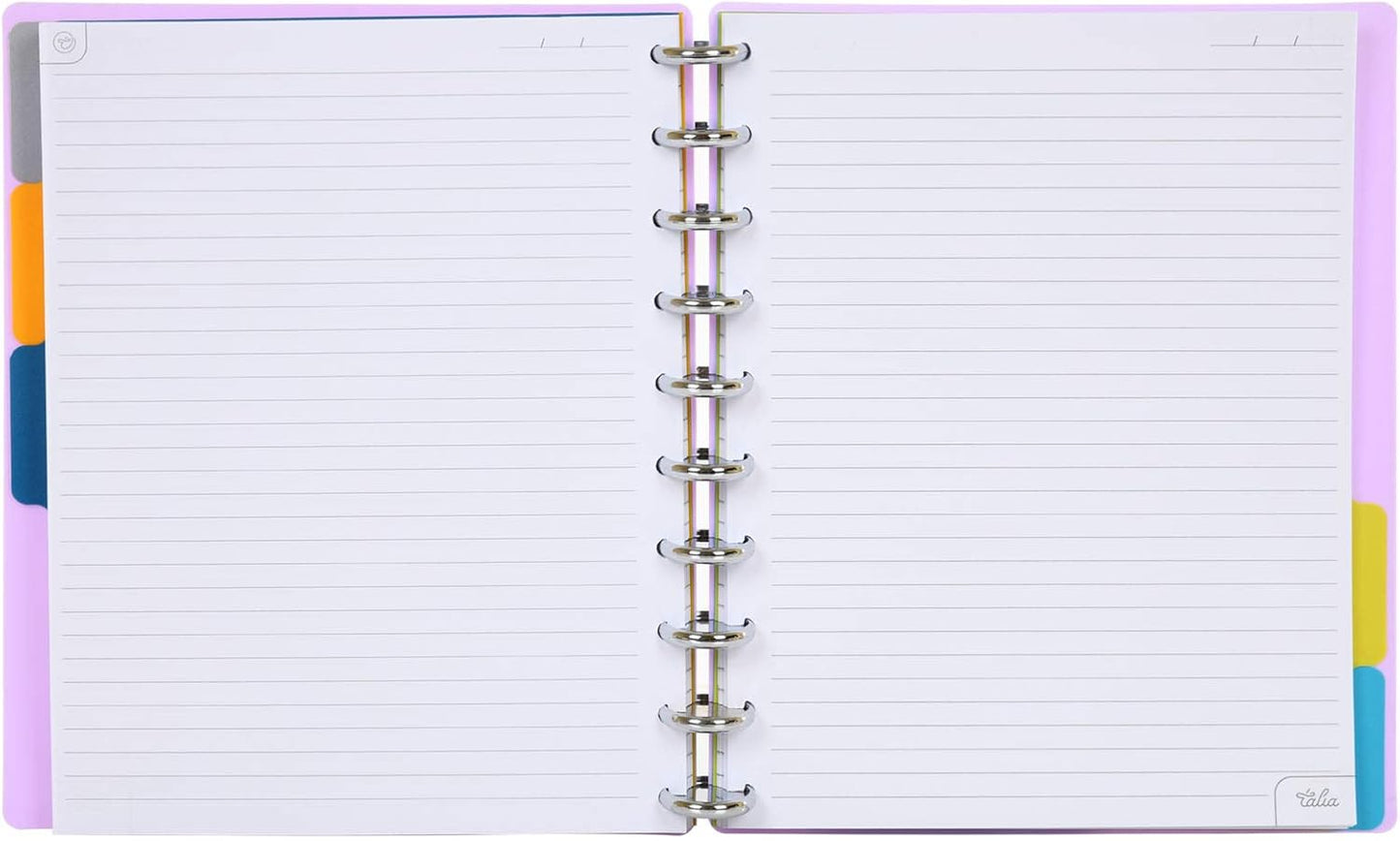 Talia Discbound Notebooks, Planner, Customizable, (yLavender w/Silver Discs, Midsize (7.5in x 9.75in))