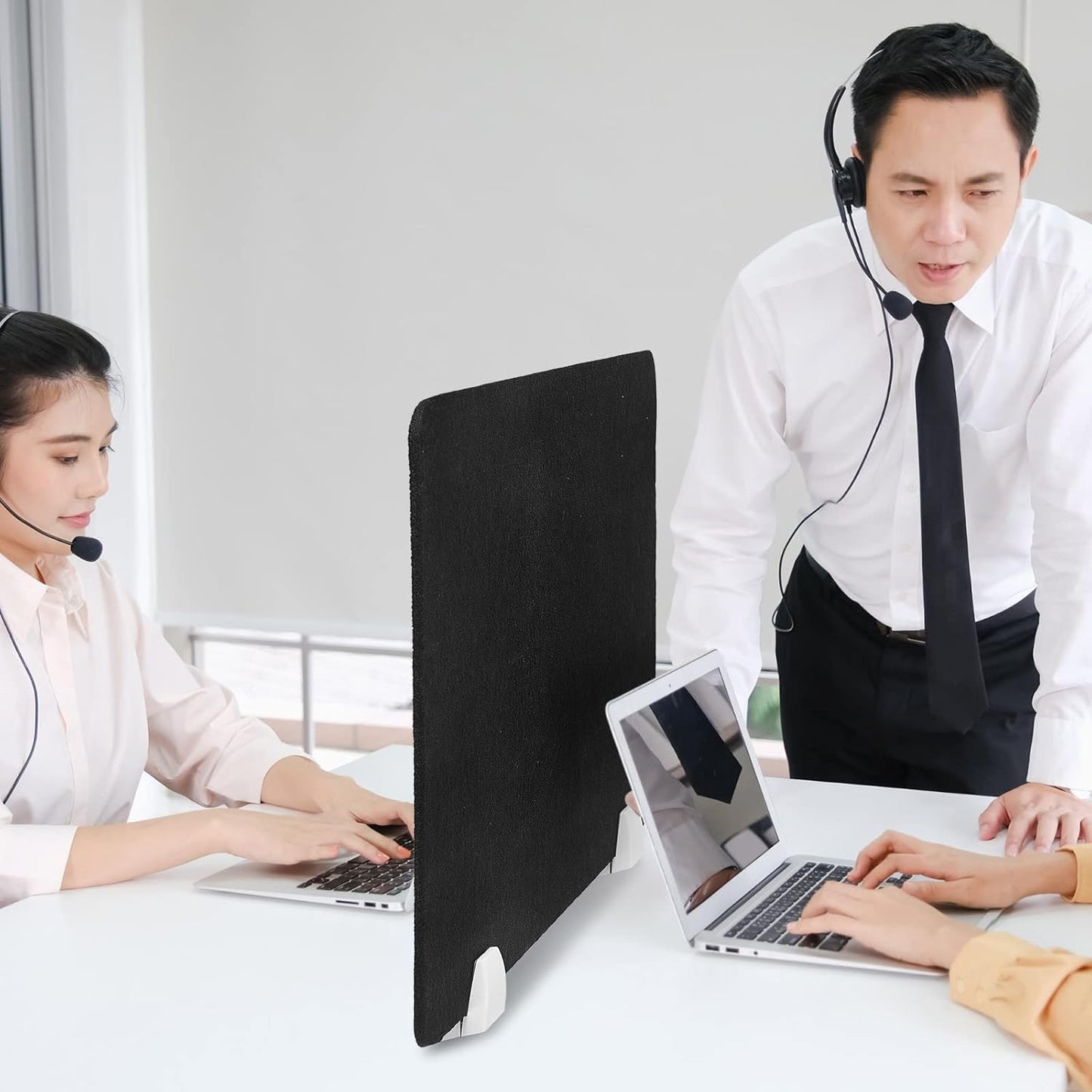 6 Pcs Desk Divider Privacy Panel 20 x 24 Clamp-on Acoustic Freestanding Desktop Partition Dividers with Aluminum Guard Clamps for Office Student Sound Proof Reducing Noise Visual Distractions(Black)