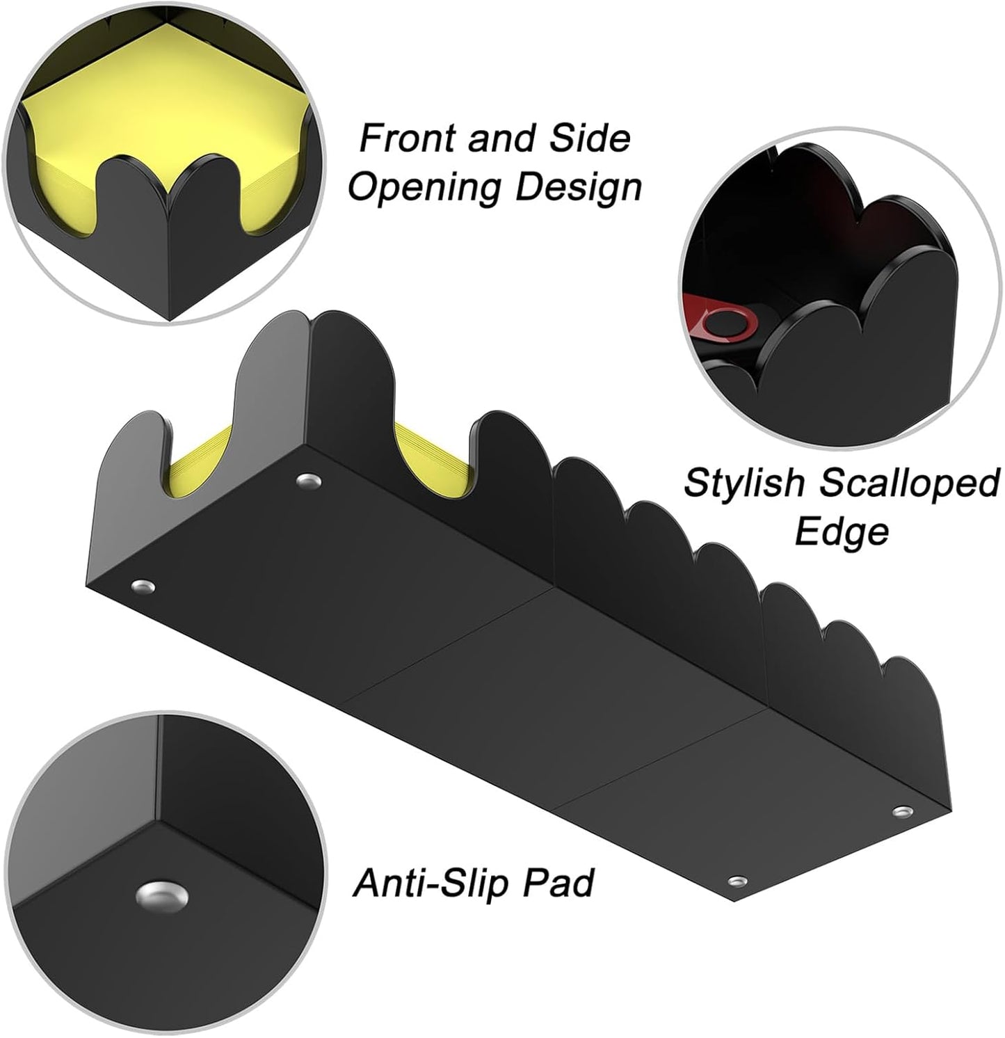 YAGELI Magnetic 3-in-1 Acrylic Sticky Note Holder Dispenser | Modern Desktop Organizer for 3x3 Post It Notes & Memo Pads with Non-Slip Base | for Productive Workspace at Office, Home or School | Black