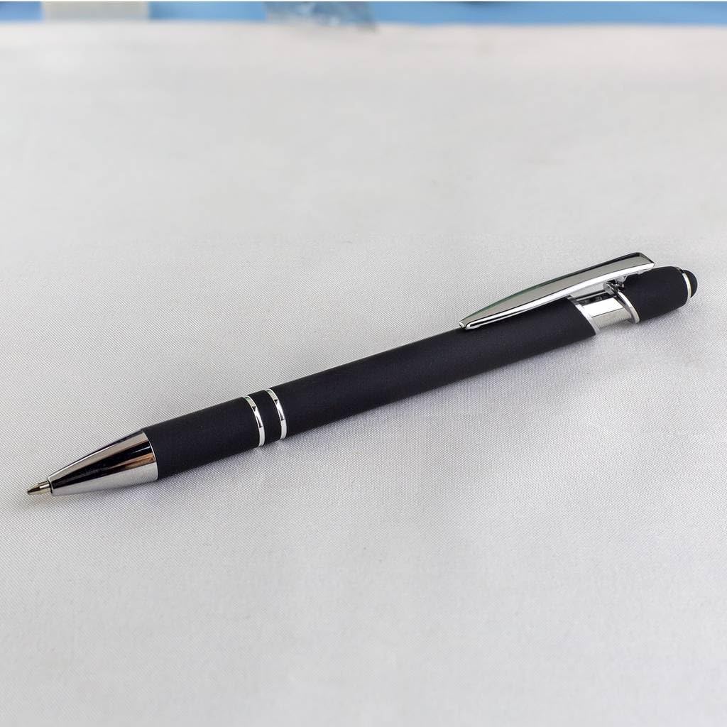 Pink Ballpoint Pens with Black Ink, 2-in-1 Stylus Tip, 1.0mm Medium Point, Matte Metal Barrel – 10-Pack for Office or School