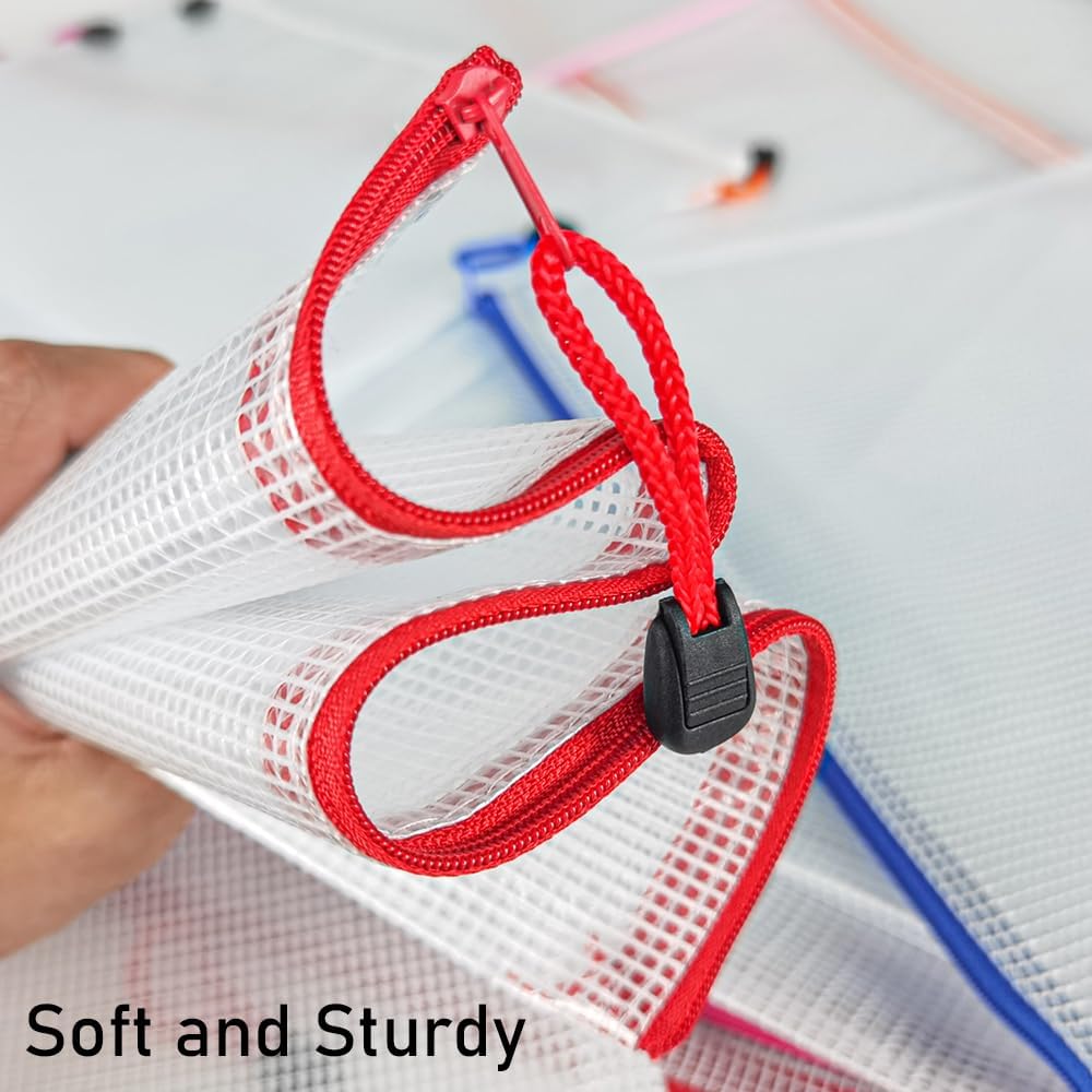 D-KINGCHY 24Pcs Zipper Storage Bags, Plastic Mesh Zippered Pouch for Organization, Waterproof Versatile Bags for Office Supplies School Travel