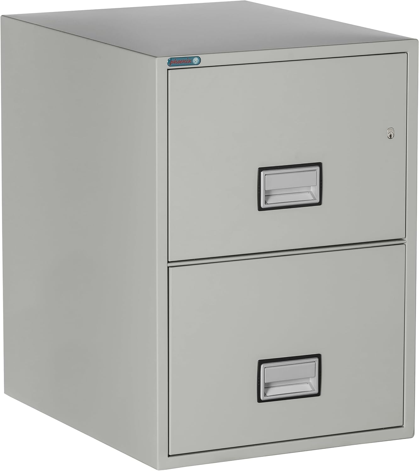 25 inch 2-Drawer Vertical Fireproof File Cabinet – Legal and Letter Size Filing – Key Lock – Water Resistant Seal – Fire and Impact Rated – Light Gray Finish – Model LGL2W25LG