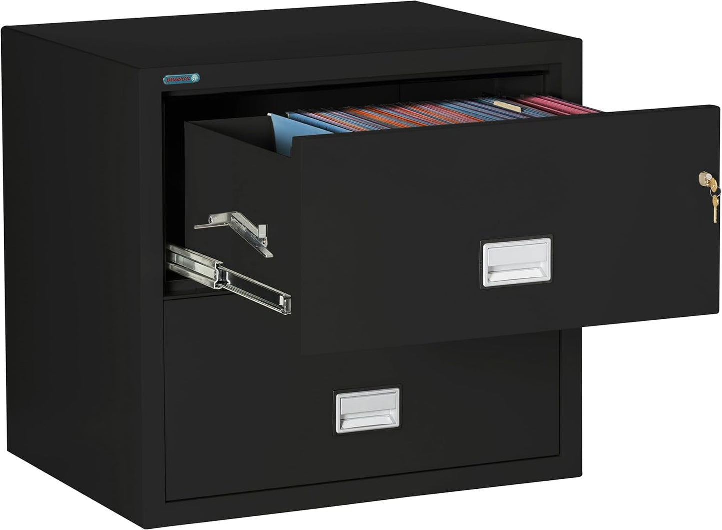 31 inch Wide 2-Drawer Lateral Fireproof File Cabinet – Legal and Letter Size Filing – Key Lock – Water Resistant – Fire Safe and Impact Rated – Black Finish – Model LAT2W31B