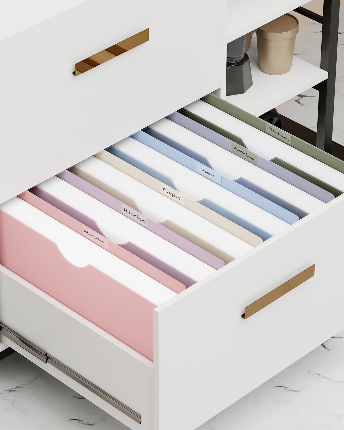 ANSOOK Plastic File Jackets,2" Legal Size Manilla Folders,12 Pack Expanding File Folder,Heavy Duty Expansion Pocket,File Cabinet Folders,Straight Cut Tab,Morandi Color Manila Folder for Home Office