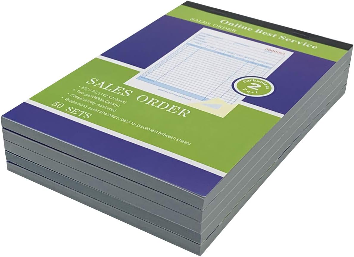10 Pack Large Sales Order Book Receipt Invoice Duplicate Carbonless 50 Sets 5.9/16" X 8.7/16" (10 pck Vertical)
