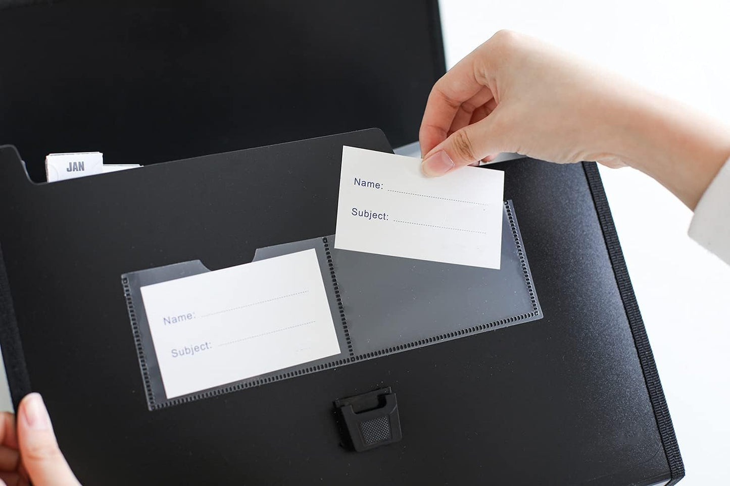 Expanding Accordion File Folder with Labels, 26 Pocket Document Organizer, Letter A4 Size, 1 Pack (Black)