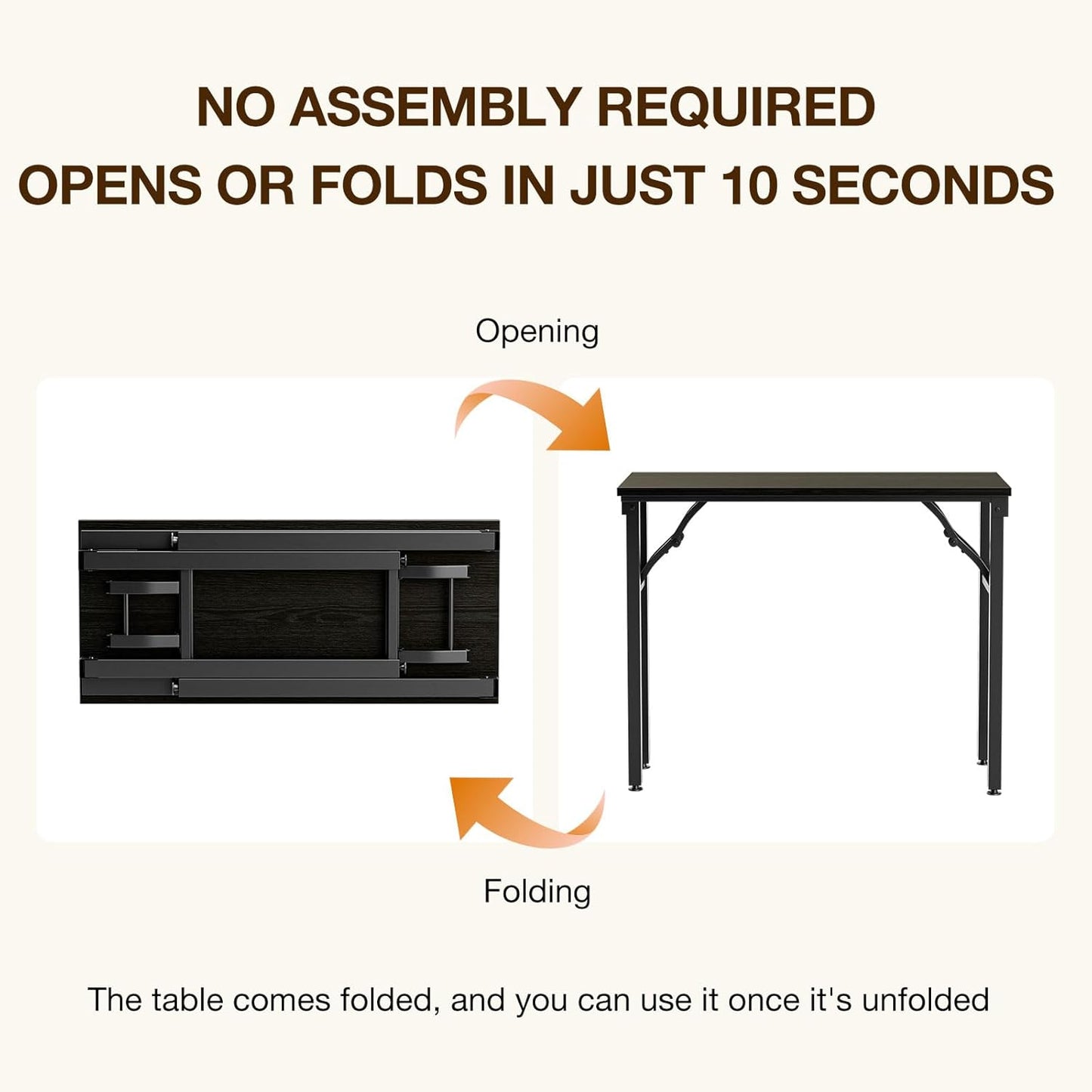 TEMI Small Computer Desk Folding Table - 35.8" Foldable Office Desk, No Assembly, Perfect for Small Spaces in Bedroom, or Apartment, Portable Mini Desk or Study Table Compact Design, Dark Oak