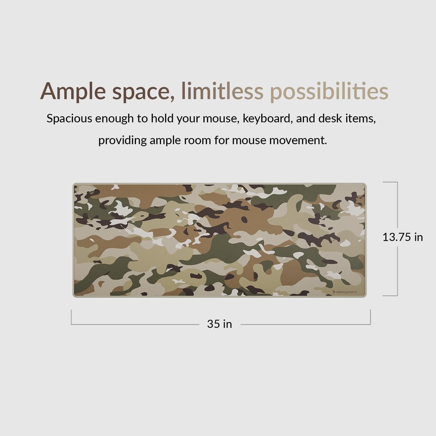 Das Keyboard Large Gaming Mouse Pad Desk Mat with Stitched Edge - Non Slip Base - Waterproof - Premium Cloth Mousepad for Home Work Gaming - Jungle Basecamp Camo