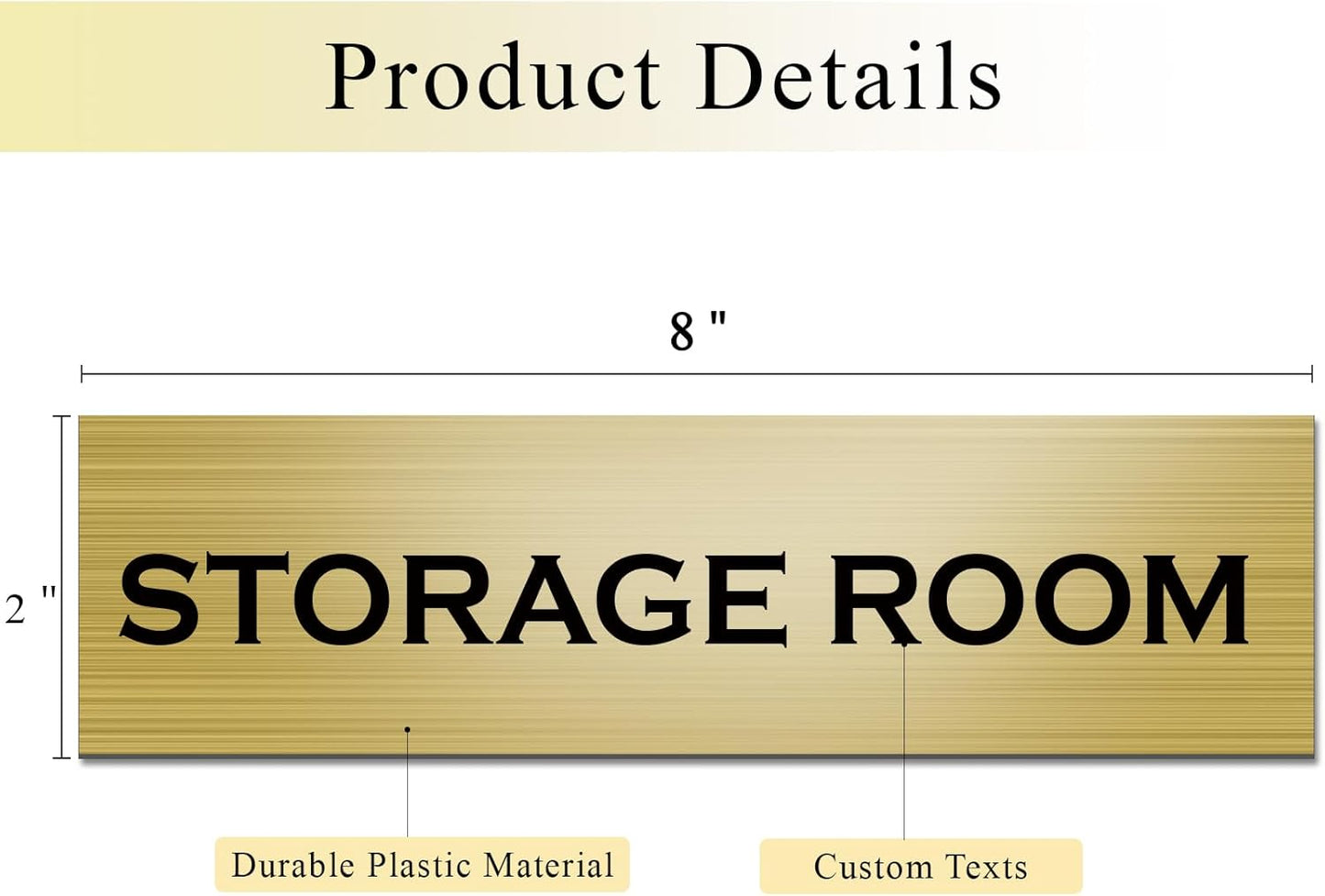 Custom Office Engraved Name Plate for Door or Wall Sign, Personalized Door Name Plate for Office with Adhesive, Laser Engraving, 10 Colors Available, 3 Styles (2" x 8")