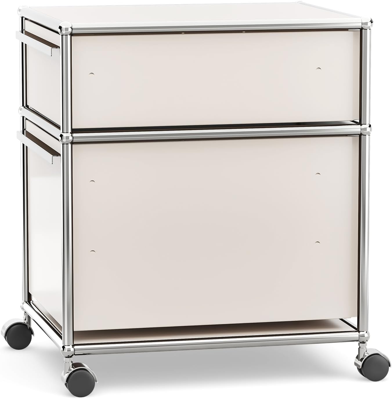 Steel Mobile File Cabinet for Office & Home with 360° Silent Wheels, Smooth Drawer Slides, Large Capacity, Waterproof and Rust-Proof, Stylish & Durable Storage Cabinet (2 Drawer, White)