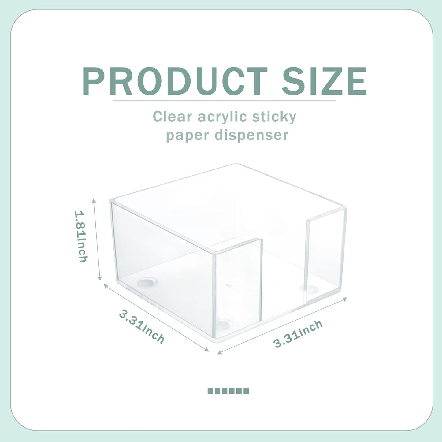 Acrylic Sticky Note Holder, Crystal Clear Self-Stick Note Pad Holder, Note Dispenser for 3 x 3 in Sticky Note Storage School Dorm Room and Office Desk Organizer, 2 Pcs