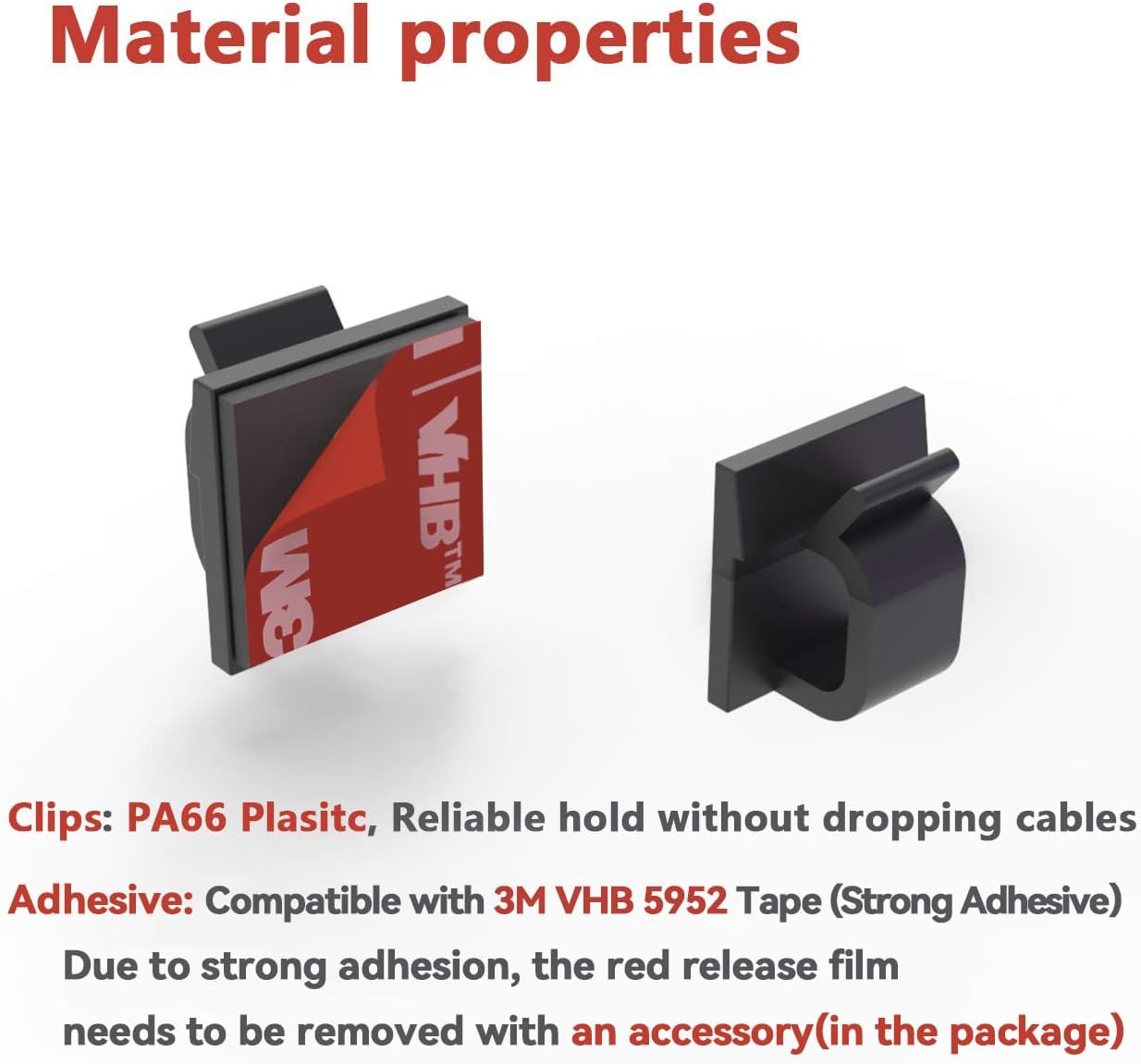 Cable Clips 60pcs with Strong Adhesive Tapes,Wire Holder Organizer Cord Management for Car, Office and Home (Black- CC05(60PCS))