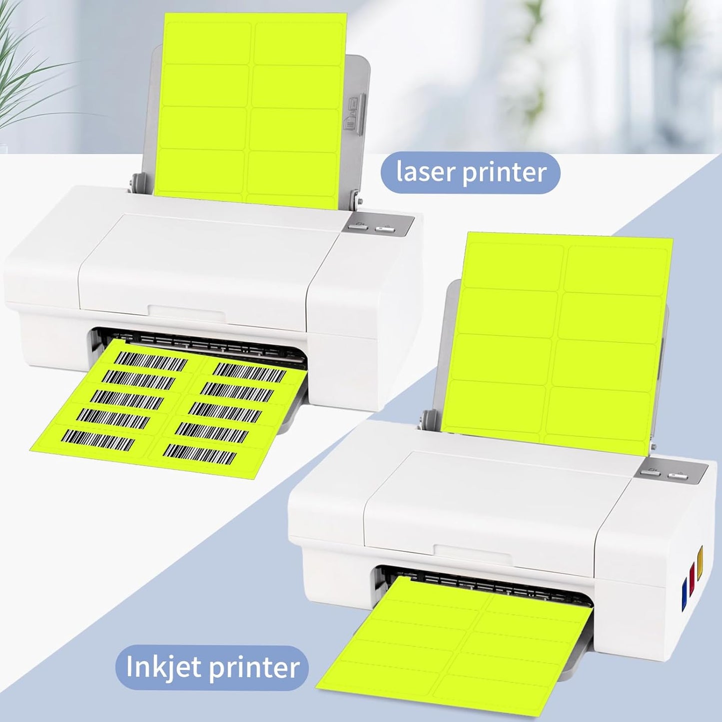 Shipping Labels Stickers, 2"×4" Printable Mailing Label for Laser/Inkjet Printing- Matte, Permanent Adhesive Labels Stickers (Fluorescent Yellow)